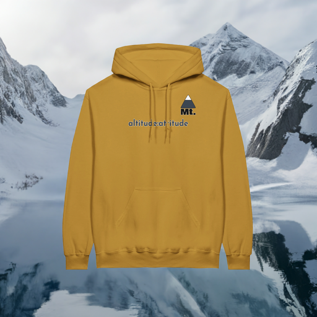 Alpine Sports Hoodie. Altitude:Attitude Everything Mountains Midweight Fleece Adult Hoodie