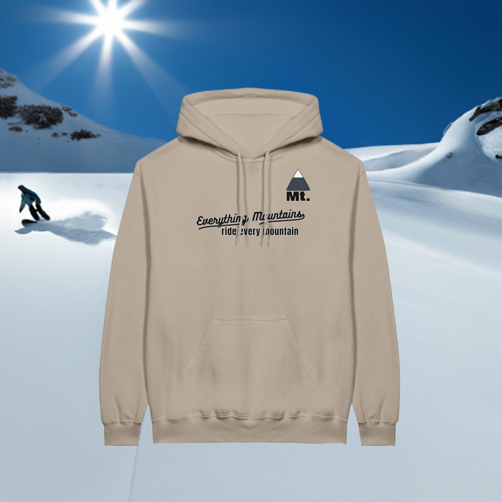 Snowboard Hoodie. Ride Every Mountain Everything Mountains Midweight Fleece Adult Unisex Hoodie