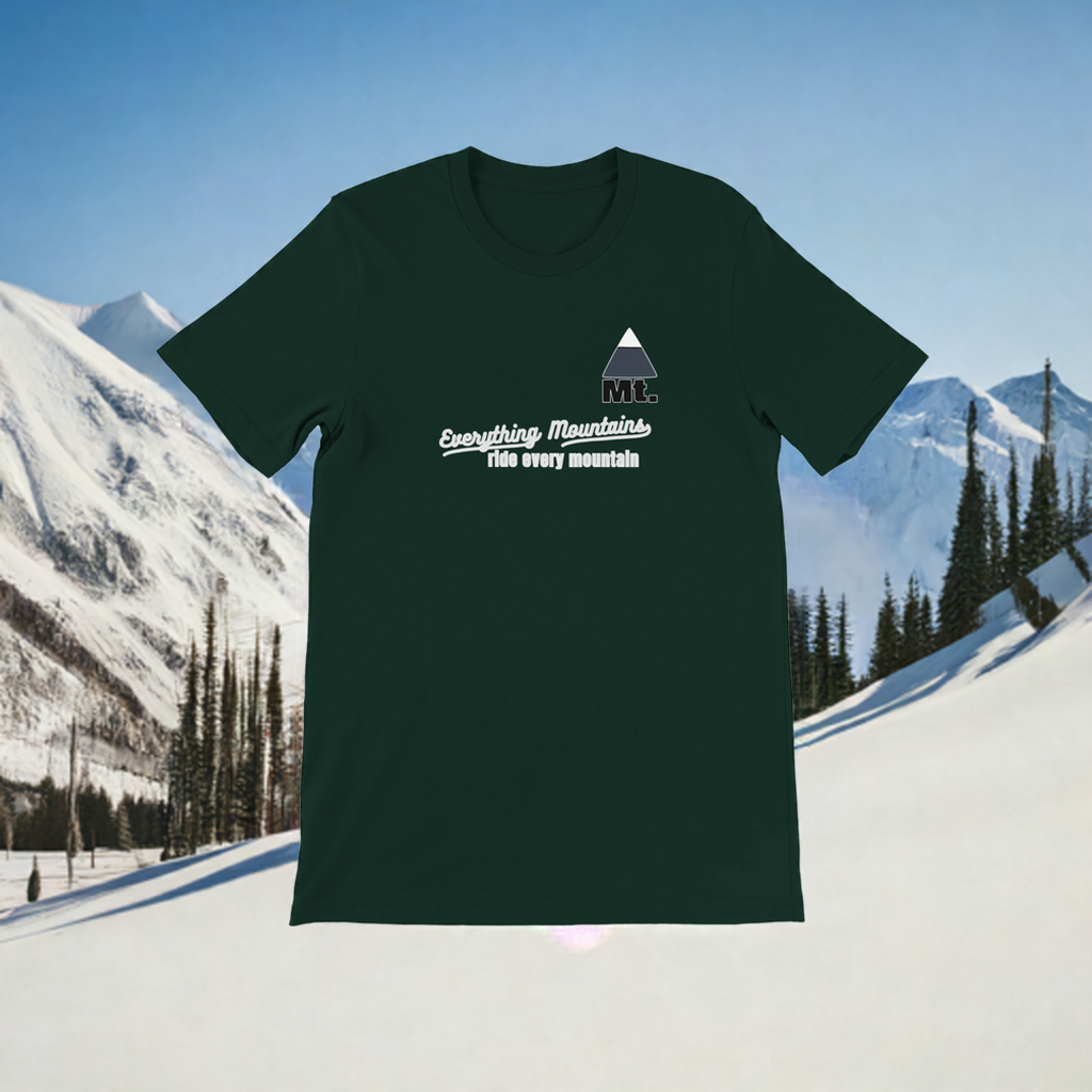 Snowboard T-shirt. Ride Every Mountain. Everything Mountains Premium Unisex Crewneck T-shirt