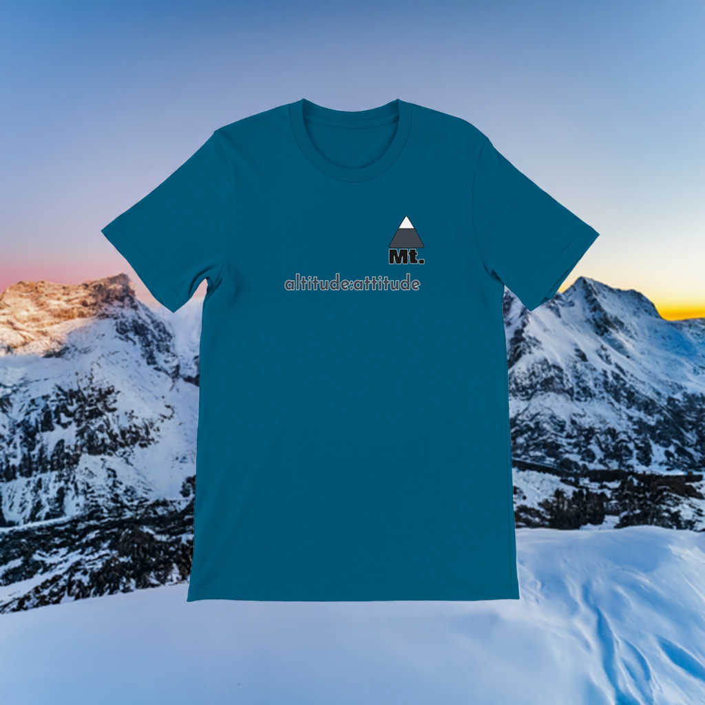 Alpine Sports T-shirt. Altitude:Attitude Everything Mountains Premium Unisex Crewneck T-shirt